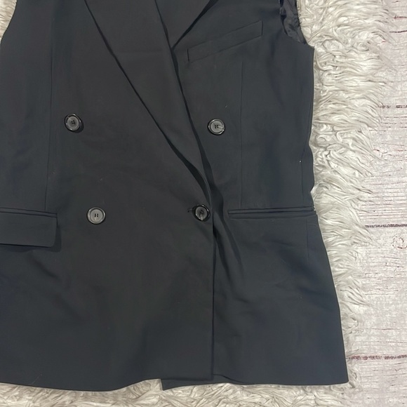 Zara Black Double Breasted Button Padded Sleeveless Blazer Vest - Picture 7 of 11